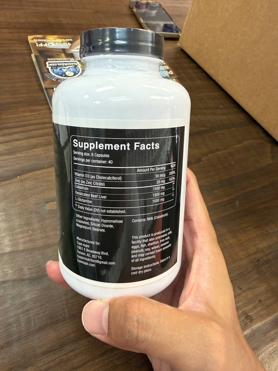 Supplement facts label